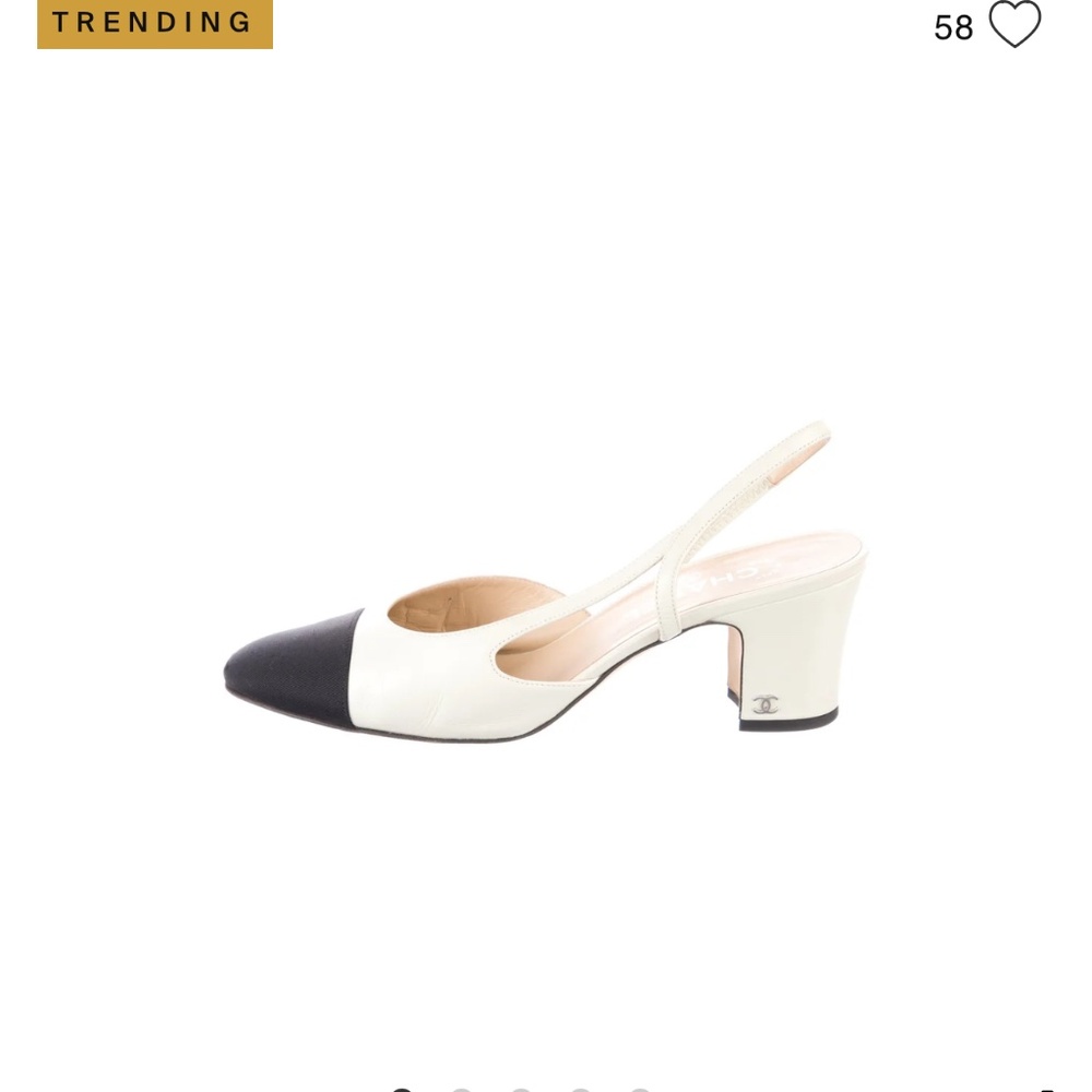 CHANEL Chanel Interlocking CC Logo Calfskin Slingback Pumps Women's Size: 41 - Picture 2 of 5